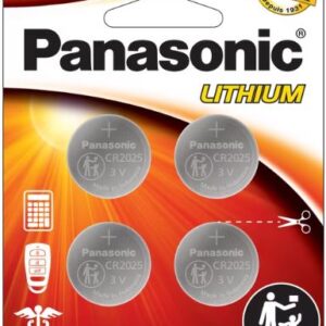 Pila Panasonic CR2025 de litio 3 V, paquete de 4